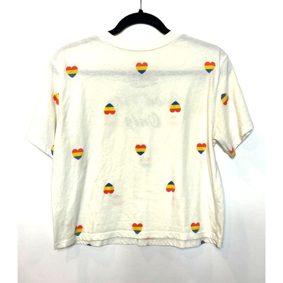 Mighty Fine Good Vibes Only Rainbow Heart Short Sleeve Tee Large - Picture 3 of 5